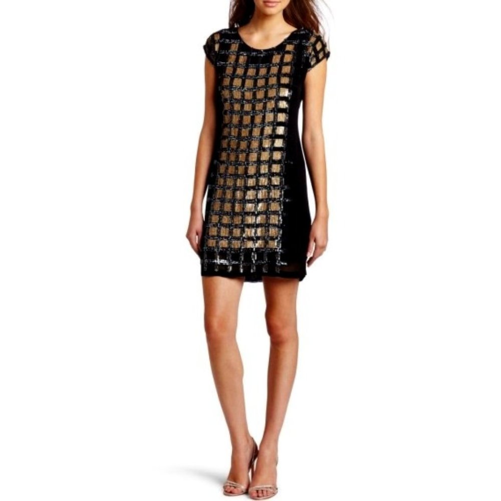 Yoana Baraschi Virtual Grid Sequined Dress, Black